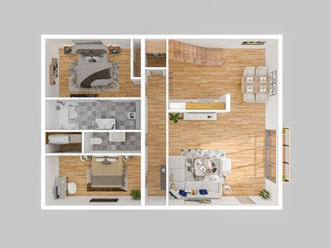 Floor plan for 2 beds, 2 baths, 1200 sqft